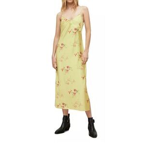 ALLSAINTS Mae Soliano Floral Print Maxi Dress in Lime Green NWT Size 8